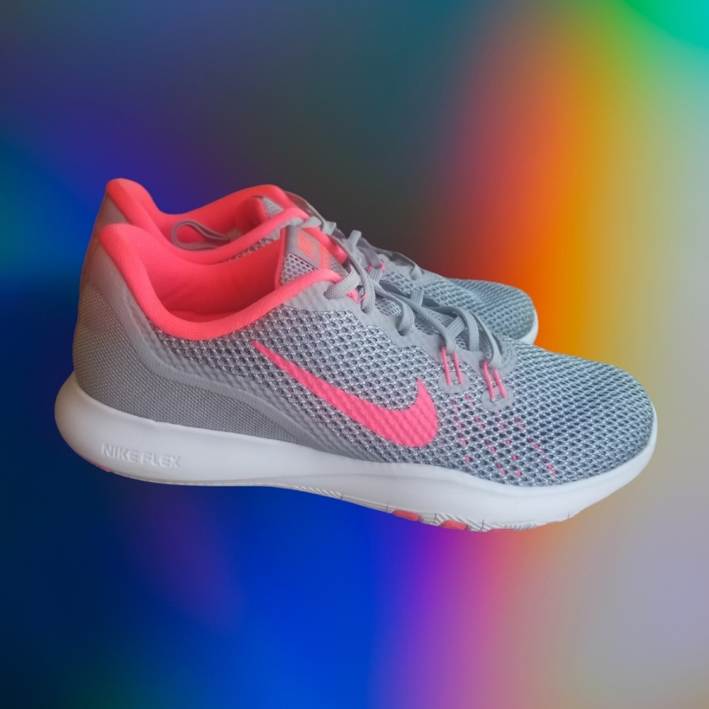 NIKE Running sneakers gray and highlighter pink